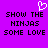 Purple background with pixelated text and a white heart symbol above the text.