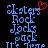 Pixelated blue text reading "Skaters Rock Jocks Pack It True" on black background with red heart symbol above first word.