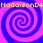 Four identical spiral patterns arranged in a on a pink background, with yellow text reading 'MaddisonD4' repeated horizontally across the top and bottom edges