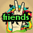 Pixelated hand making peace sign with rainbow and black heart accents, text overlays in various colors and styles.