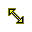 Four pixelated yellow arrows with black and olive borders on gray background, each arrow pointing diagonally up-right with distinct pixel arrangements.