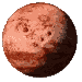 15 circular planet-like objects with reddish-brown and tan surface textures, arranged in four against a light gray background