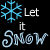 Pixelated blue snowflake icon with 'Let it Snow' text in white and light blue on black background.