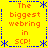 Yellow background with blue dotted border and star accents, orange text repeating 'The biggest webring in scp!' in four quadrants.