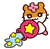 Two pixelated hamster characters with orange-brown heads, white faces, and pink feet hold identical pink shields with yellow stars against a plain background.