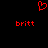 Red pixelated heart symbol above two identical red text labels on black background.
