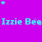 A static image with a bright purple background featuring repeated cyan text "Izzie Bee" and scattered small stars in light blue and gray.
