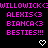 Static pixel art displays pink text on black background with two white heart icons at bottom.