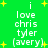 Green background with yellow stars and white text reading "i love chris tyler (avery)" in two vertical