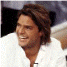 A four- shows a person with brown hair in three distinct poses: smiling in white shirt, resting hand on forehead in dark top, and close-up of face