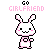 Pixel art bunny with pink cheeks and a small bow, paired with text variations including 'GO GIRLFRIEND' and 'IT'S YOUR BIRTHDAY'.