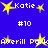 Blue background with yellow stars and repeated text elements including "Katie" and "Averill Park" in white pixelated font, with "#10" in the center.