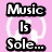Pink background with white headphone outline; three variations of "Music Is" text with different final words in bold black-and-white lettering.