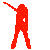 25 pixelated silhouettes in five and five , each depicting a dancing figure with varied poses against a solid gray background