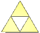 Animated sequence of yellow and gold geometric shapes transitioning from triangular arrangements to cone stacks against gray background.