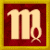A square icon with a golden border shows a stylized light beige 'm' on red background, next to green text reading Original Icons .com on dark green.