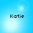 Four identical blue backgrounds with white light effects and the text 'Katie' in black pixelated font.