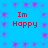 Blue background with pink starburst patterns and red text reading "Im Happy" in four identical quadrants.
