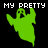 Green ghost icon with 'MY PRETTY' text above, showing three distinct color variations across observations.