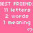 Pink background with repeated white text 'BEST FRIEND' and '11 letters 2 words 1 meaning' in three , each containing a small white heart icon below the text