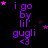 Purple text 'i go by lil' gugli <3' on black background with pink and purple stars, animated star positions changing across frames.