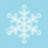 Pixelated snowflake icon with six symmetrical arms on light blue background, rendered in white and pale blue tones.