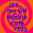 A static digital image with a swirling orange and pink background displaying blue text reading "IDK... my bff Markie Kate <333" in four identical quadrants.