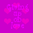 Pixelated text and heart shapes on a solid purple background with no visible motion changes.