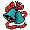 Six pixel-art bell icons arranged in two of three, each with red ribbon and teal bells showing sequential animation frames