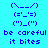 A static pixel art icon with a bright blue background, featuring a repeated pattern of a small creature with a curved back, two eyes, and a mouth, accompanied by text below.