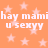 Static orange background with light pink stars and repeated white pixelated text reading 'hay mami hay mami u sexy u sexy' in two horizontal