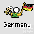Pixelated character holding beer mug and German flag with 'Germany' text below, red 'badassbuddy.com' above on gray background.