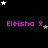 Pixelated text 'Eleisha x' in bright pink appears repeatedly against a black background with scattered white and gray stars, some of which shift position across frames.