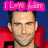 Pixelated image of a person with short dark hair wearing red clothing, pink text above head on blue background.