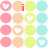 Pixelated of pastel circles with heart symbols and red text reading 'i love you christina' on a white background