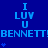 Blue background with repeated light blue text "I LUV U" above and below horizontal of "BENNETT!" separated by small heart symbols