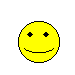 Yellow circular face with black eyes and mouth variations, some featuring small horns or fangs against gray background.