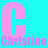 Two large pink C letters with cyan outlines on a cyan background, each followed by the name Christine in purple pixelated text and an orange heart symbol.
