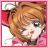 Pixelated anime-style character with brown hair and closed eyes, wearing a pink outfit with red accents, framed by a pink border.