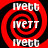 Red and black spiral pattern with repeated white text 'ivett' across four quadrants on a solid red background.