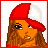 Pixelated 4-frame contact sheet showing a cartoon character with brown hair and red-and-white cap alongside text panels on red backgrounds, one panel empty gray.