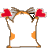 A 3x3 contact sheet of pixel art frames showing a hamster character in various poses with red hearts above its head, displayed on a gray background.