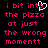 Pixelated pink text on black background with white heart symbol replacing 'o' in 'into', showing two identical frames side-by-side.