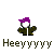 Pixelated character with purple hat and dark green jacket appears in three sequential text displays: 'Heeyyyyy', 'it's...', and 'the fonzi!!'