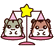 Two pixelated hamster characters on a pink scale with yellow star, swapping positions across frames.