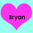 Two identical pink heart shapes on a light cyan background, each containing the text 'Bryan' in black pixelated font.