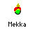 Pixelated icon with red and green circular sections, yellow checkered top, and text labels changing across four