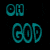 Pixelated text in cyan and red on black background with gray rectangle, reading 'OH GOD changing me!' and 'The angers'.
