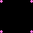 Static pixel art of scattered colorful shapes on black background with gray rectangle at bottom-right.