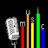 Animated contact sheet showing three sequential frames of a buddy icon with a white cartoon character and colored vertical bars changing height across frames.